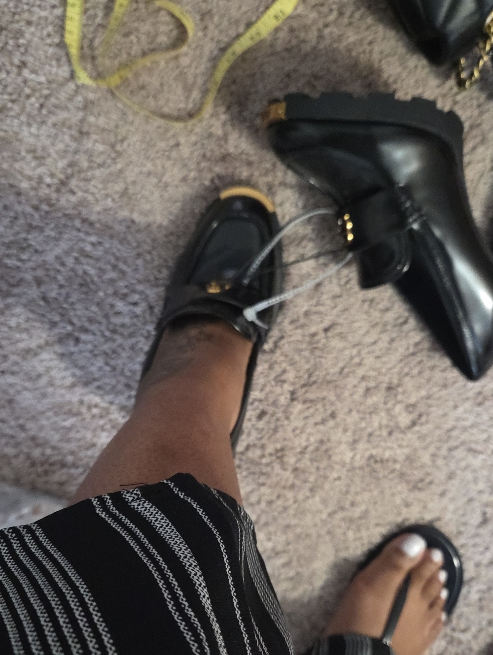 Karl Lagerfeld Black Patent Loafers with Gold Accents - Picture 9 of 10